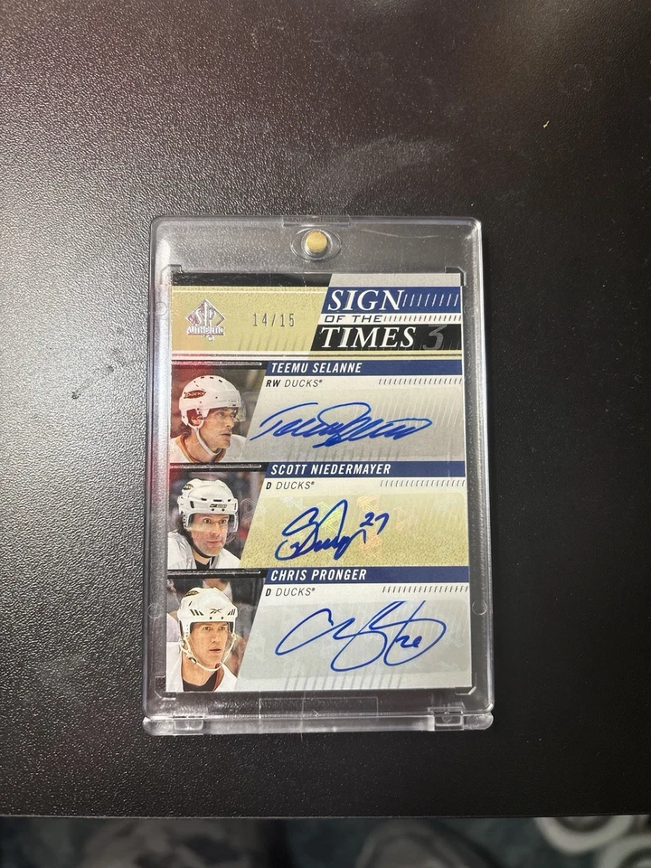 Teemu Selanne/Scott Niedermayer/Chris Pronger Sign Of The Times 14/15 - Image 1 of 4