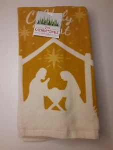 Nuevo con etiquetas 2 piezas O Noche Santa Navidad Natividad 100% algodón Cocina Toallas - Imagen 1 de 3