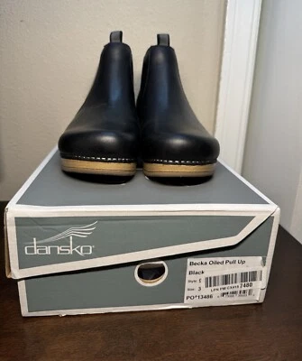 Botas Chelsea Dansko Becka aceitadas para mujer talla 5,5/36 negras/tostadas Foto 1 de 4
