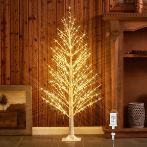 Lighted White Alpine Tree 4FT Christmas Tree 450 LED Warm White Lights Twig Tree - Picture 1 of 7