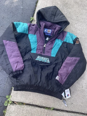 VTG NOS Starter NHL Anaheim Mighty Ducks 1/4 Zip Parka Jacket XL NWT NEW RARE Cover