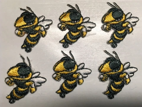 georgia tech patch GA yellow jacket bee patches iron on 1" x 1" lot of 6 pieces Cover