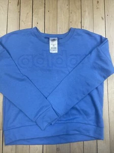 ADIDAS Girls L 13-14 Sweatshirt Youth Teen Spellout Crop Style Thumb Holes - Picture 1 of 9