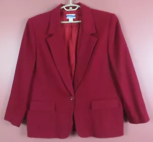 CJ1051- PENDLETON Women Virgin Wool Flannel Blazer Jacket Deep Cranberry Red 18 - Picture 1 of 8