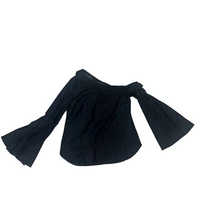 Banana Republic Women's One-Shoulder Bell Sleeve Top Dark Denim Size 4P - Image 1 of 4