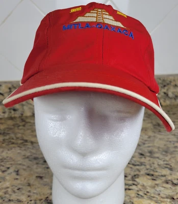 Gorra piramidal vintage de 4 paneles MITLA OAXACA sombrero hebilla roja cierre ajustable Foto 1 de 4
