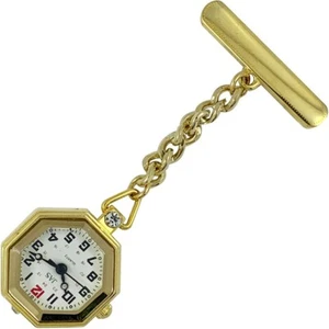 NEW FIRST HAND HEALTHCARE OCTAGON WATCH THERAPIST NURSE GOLD PLATED METAL CHAIN - Picture 1 of 1