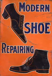 RIPARAZIONE SCARPE MODERNE INSEGNA IN METALLO PUBBLICITARIA - Foto 1 di 1