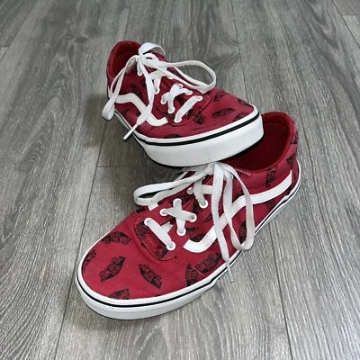Vans Off The Wall Red White Logo All Over Print Youth 6 Womens 8 Sneaker Shoes - Image 1 of 4