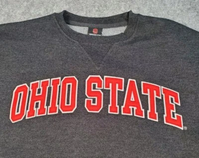NUEVO CON ETIQUETAS Ohio State Buckeyes OSU Sudadera Cuello Redondo Bordada Gris Carbón Talla S Foto 1 de 4