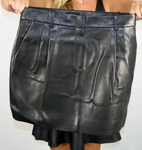 Brandneu Theory schwarz Lammleder Lederrock Größe Large 12 - Bild 1 von 6