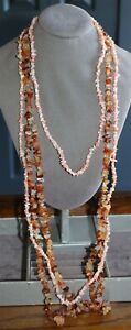 Long beautiful semi precious carnelian gemstones and coral necklaces Lot#457