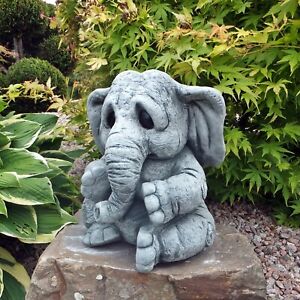 Grosser Elefant Steinfigur Lavastein Bali Statue massiv schwer Garten frostfest