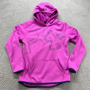Under Armour Sweater Girl Large 32x23 Purple Pink Fleece Outdoor Hoodie Youth - Picture 1 of 11