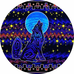 Blue Wolf Southwestern Tribal Spare Tire Cover All Sizes-back up camera optional - Picture 1 of 7