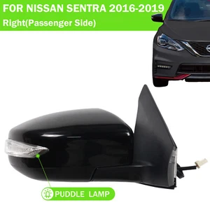 Espejo retrovisor lateral pasajero para Nissan Sentra 2016-2019 negro lámpara ajustable eléctrica - Imagen 1 de 6