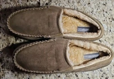 Eddie Bauer Westhaven 毛皮衬里拖鞋男式 Lg 9.5-10.5 棕色麂皮绒 Rk119 — 第 1/4 张图片