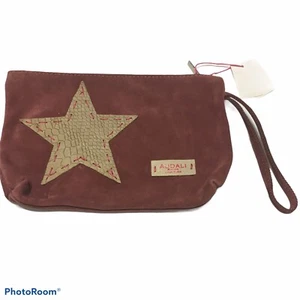 Neu mit Etikett Audali Mallorca Handgelenktasche mauvefarben Leder Wildleder Stern - Bild 1 von 7