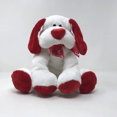WALMART STORES RED WHITE VALENTINE PUPPY DOG PLUSH ANIMAL  - Image 1 of 4