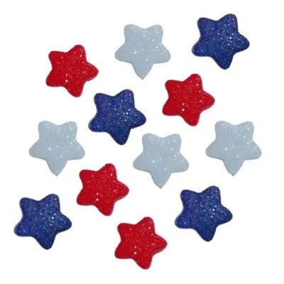 Boom! - Shelly's Buttons - Glitter Stars - Americana July 4th Craft Sewing Scrap - Image 1 of 2