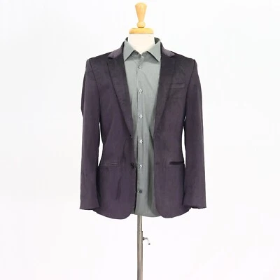 Guess 36S Gray Sport Coat Blazer Jacket Solid 2B Velvet/Corduroy - Image 1 of 4