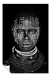 Schwarz & Weiß Frau gepunktet Porträt Künstlerisches Poster Wandbild Wohndeko - Bild 1 von 4