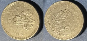 Mexico 1980 5 Pesos Quetzalcoatl KM-485 Copper-nickel VF+ #14 - US Seller - Picture 1 of 2