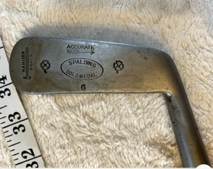 spalding baldfaced driving iron wood shaft golf club 1909 cold metal putter - Picture 1 of 5