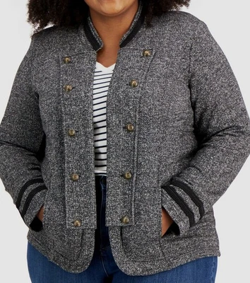 Tommy Hilfiger Mujer Gris Botón Frente Abierto Chaqueta Militar Abrigo Talla Grande 2X Foto 1 de 3