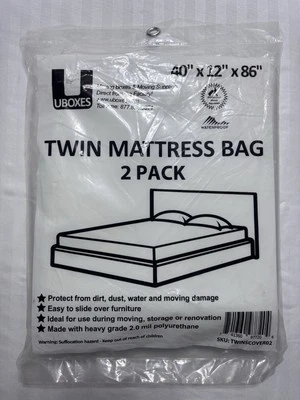 Paquete de 2 fundas para bolsas de colchón de tamaño doble Uboxes suministros de mudanza 40" x 12" x 86" Foto 1 de 2