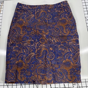 Loft Women's Floral Tapestry Skirt 8 Boho Whimsy Blue Purple  - Picture 1 of 13