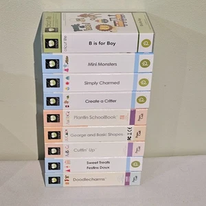 Menge 9 Cricut Patronen mit Etui, Handbücher & Overlays Charms Schule Formen - Bild 1 von 11