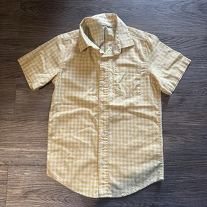 Cat & Jack Boy's Plaid Yellow & White Button Down Collared Shirt Size 8/10 Med - Picture 1 of 1