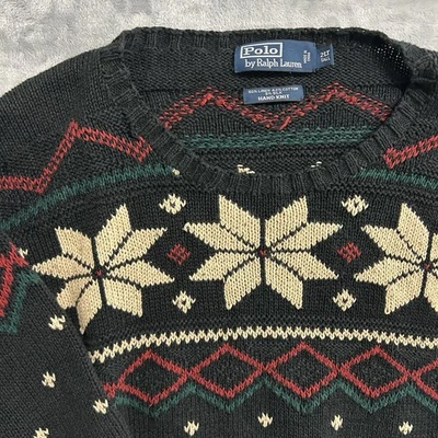 Vintage Polo Ralph Lauren Sweater Mens 2XLT Tall Silk Linen Christmas Snowflake - Image 1 of 4