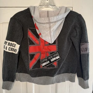Monster Republic Boys Size Medium Punk Rock Band Hoodie Sweatshirt Gray Red - Picture 1 of 9