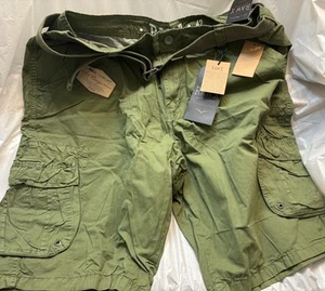 Raw X Mens Cargo Shorts Men 42 Belted Grass Green Side Pocket Max Comfort NEW - Picture 1 of 6