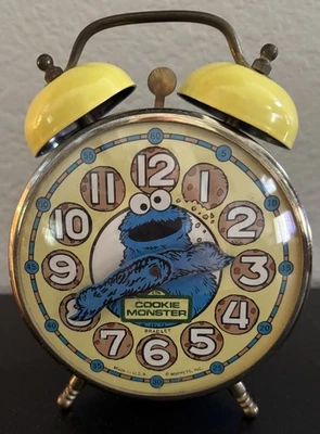 Bradley Time Inc. Cookie Monster Two-Bell Alarm Clock. 1976 Sesame St Muppets  - Image 1 of 4