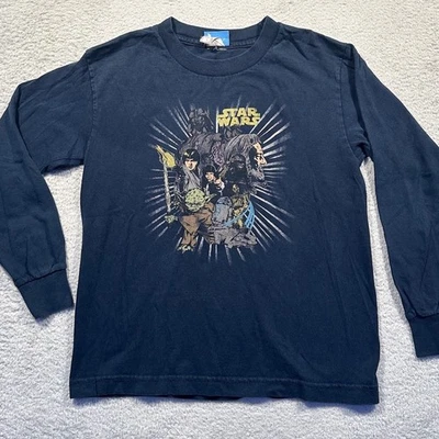 Vintage Y2K Kids Star Wars Long Sleeve T-Shirt Black Graphic Tee Size S - Image 1 of 4