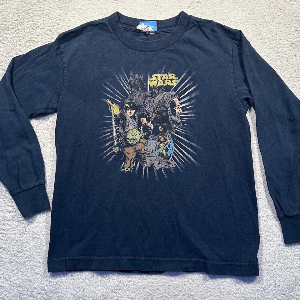 Vintage Y2K Kids Star Wars Long Sleeve T-Shirt Black Graphic Tee Size S - Image 1 of 4