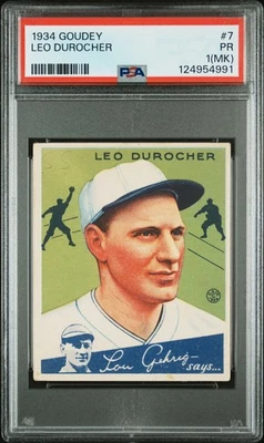 Leo Durocher 1934 Goudey PSA 1 (MK) #7 Foto 1 de 3