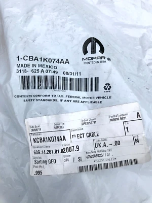 CHRYSLER JEEP DODGE Wiring Loom - CBA1K074AA **Genuine New Sealed OEM Part** - Image 1 of 4