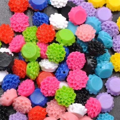 NUEVOS 50 piezas apliques de resina con flores de respaldo plano para teléfono/boda/artesanía hágalo usted mismo Foto 1 de 4