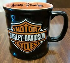 Harley Davidson Coffee Mug.  Large 3D Raised Logo Official Licensed Black Orange