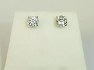 Ladies Hallmarked 950 Solid Platinum 2 Carat Infinity Cut White Topaz Earrings - Picture 1 of 11