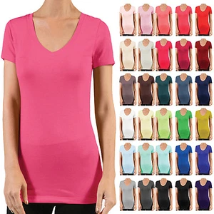 NE PEOPLE Women's Basic Light Weight Short Sleeve Cotton V Neck T Shirt NEWT135