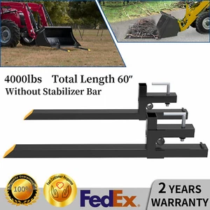 4000lbs 60" Tractor Clamp On Pallet Forks For Skid Steer Loader Bucket Universal - Picture 1 of 10