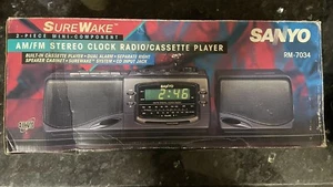 Sanyo SureWake RM-7034 Alarm Clock Radio Tape Cassette Speaker System w Box Rare - Picture 1 of 15