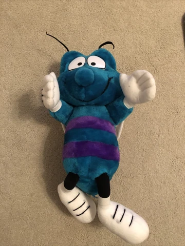 Vintage Charlotte Hornets NBA Plush Teal & Purple 1995 "Hugo the Hornet" Mascot Cover