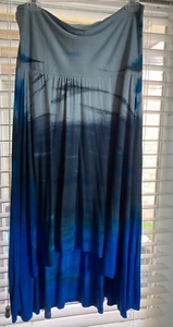 Tie Dye Boho Blue Ombre Fairy Hi-Lo Skirt Sz M - - Picture 1 of 6