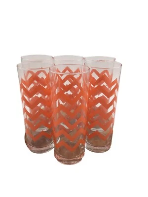 Juego de (6) vasos Cross Highball Zig Zag Chevron naranja 12 oz Foto 1 de 2